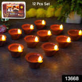 Water Sensor Diyas for Diwali Decoration (12 Pcs Set)